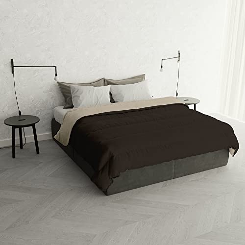 Italian Bed Linen Winter Bettdecke zweifarbig “Oslo”, Tannenzapfen/Creme, 250x200cm von Italian Bed Linen