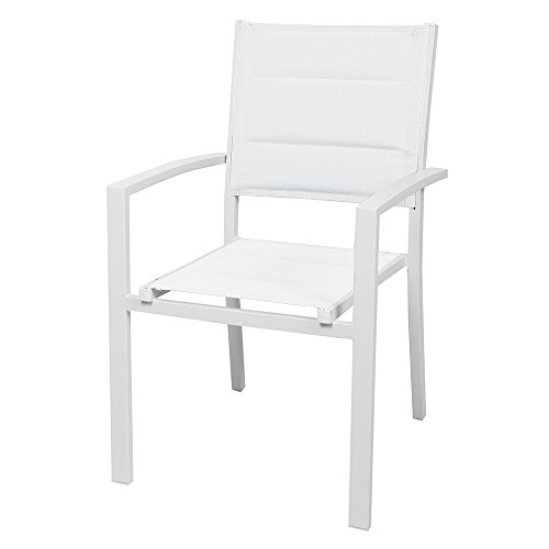 Italian Concept 56 Set Sessel Gallipoli, Aluminium, Textur, Weiß, 56.5 x 60 x 90 cm, 6 Stück von Italian Concept