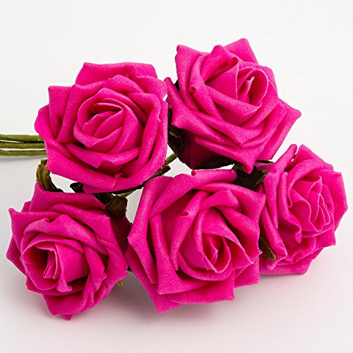 Hot Pink 5cm Colourfast Foam Rose - Bunch of 6 by Italian Options von Italian Options