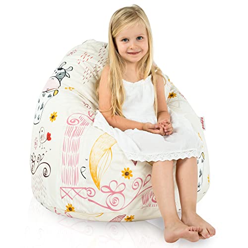 Italpouf Sitzsack L Kindersitzsack, Indoor, Sitzsack Sessel für Kinder, EPS Perlen Füllung, Abnehmbarer Bezug, Maschinenwaschbar, Kindersessel, Zertifiziert, Kühe von Italpouf