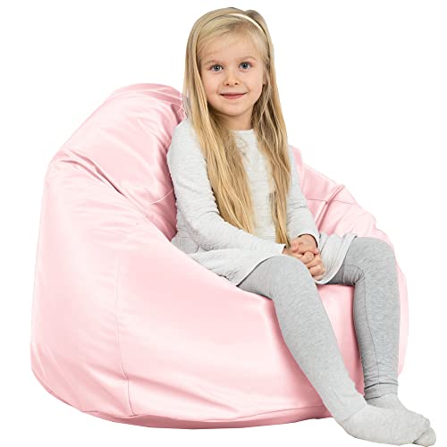 Italpouf Kindersitzsack, Sitzsack Größe L, Sitzkissen, Indoor, Kunstleder, Sitzsack Sessel für Kinder, EPS Perlen Füllung, Kindersessel, Zertifiziert, Metallic-Rosa von Italpouf