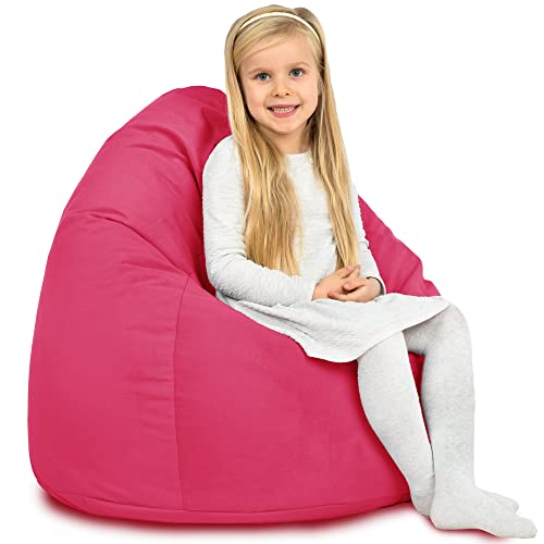 Italpouf Kindersitzsack L, Sitzsack, Sitzkissen, Indoor, Velvet, Sitzsack Sessel für Kinder, EPS Perlen Füllung, Abnehmbarer Bezug, Waschmaschinenreinigung, Zertifiziert, Rosa von Italpouf