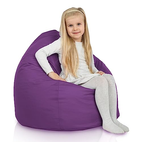 Italpouf Kindersitzsack L, Sitzkissen, Indoor & Outdoor, Sitzsack Sessel für Kinder, EPS Perlen Füllung, Abnehmbarer Bezug, Wasserdicht, Zertifiziert, Violett von Italpouf