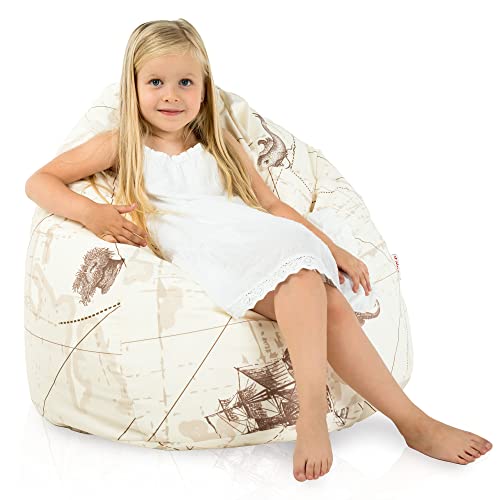 Italpouf Sitzsack L Kindersitzsack, Indoor, Sitzsack Sessel für Kinder, EPS Perlen Füllung, Abnehmbarer Bezug, Maschinenwaschbar, Kindersessel, Zertifiziert, Kolumbus von Italpouf