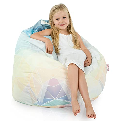 Italpouf Sitzsack L Kindersitzsack, Indoor, Sitzsack Sessel für Kinder, EPS Perlen Füllung, Abnehmbarer Bezug, Maschinenwaschbar, Kindersessel, Zertifiziert, Abstrakt Pastell von Italpouf