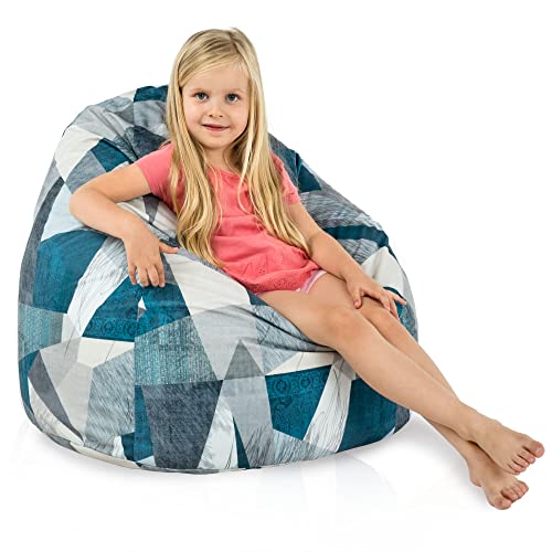 Italpouf Sitzsack L Kindersitzsack, Indoor, Sitzsack Sessel für Kinder, EPS Perlen Füllung, Abnehmbarer Bezug, Maschinenwaschbar, Kindersessel, Zertifiziert, Abstrakt von Italpouf