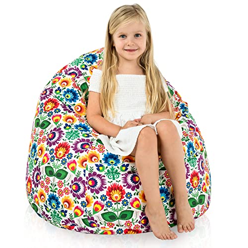 Italpouf Sitzsack L Kindersitzsack, Indoor, Sitzsack Sessel für Kinder, EPS Perlen Füllung, Abnehmbarer Bezug, Maschinenwaschbar, Kindersessel, Zertifiziert, Folk von Italpouf