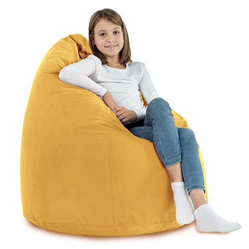 Italpouf Sitzsack XL, Riesensitzsack, Sitzkissen, Indoor, Velvet, Sessel für Kinder und Erwachsene, EPS Perlen Füllung, Abnehmbarer Bezug, Waschmaschinenreinigung, Zertifiziert, Senf von Italpouf