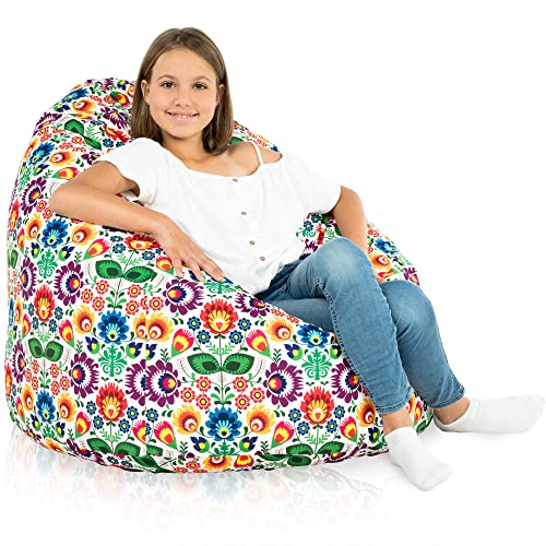 Italpouf Sitzsack XL, Indoor, Sitzsack Sessel für Kinder, Riesensitzsack, EPS Perlen Füllung, Abnehmbarer Bezug, Maschinenwaschbar, Kindersessel, Zertifiziert, Folk von Italpouf