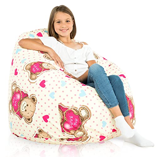 Italpouf Sitzsack XL, Indoor, Sitzsack Sessel für Kinder, Riesensitzsack, EPS Perlen Füllung, Abnehmbarer Bezug, Maschinenwaschbar, Kindersessel, Zertifiziert, Teddybären von Italpouf