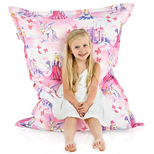 Italpouf Sitzsack XL Riesensitzsack, Sitzkissen Indoor, Sitzsack Sessel für Kinder, EPS Perlen Füllung, Abnehmbarer Bezug, Maschinenwaschbar, Prinzessin, 135x98 cm von Italpouf