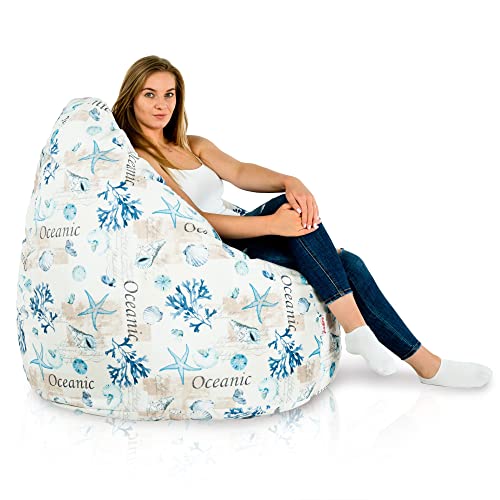 Italpouf Sitzsack XXL, Indoor, Große Sitzsack Sessel für Kinder und Erwachsene, Riesensitzsack, EPS Perlen Füllung, Abnehmbarer Bezug, Maschinenwaschbar, Zertifiziert, Ocean von Italpouf