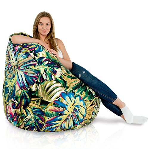 Italpouf Sitzsack XXL, Indoor, Große Sitzsack Sessel für Kinder und Erwachsene, Riesensitzsack, EPS Perlen Füllung, Abnehmbarer Bezug, Maschinenwaschbar, Zertifiziert, Tropic von Italpouf