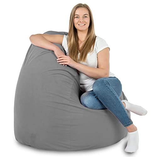 Italpouf Sitzsack XXL, Riesensitzsack, Sitzkissen, Indoor, Velvet, Große, Sessel für Kinder und Erwachsene, EPS Perlen Füllung, Abnehmbarer Bezug, Waschmaschinenreinigung, Stahl von Italpouf