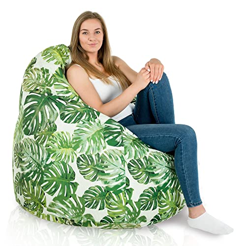 Italpouf Sitzsack XXL, Indoor, Große Sitzsack Sessel für Kinder und Erwachsene, Riesensitzsack, EPS Perlen Füllung, Abnehmbarer Bezug, Maschinenwaschbar, Zertifiziert, Dshungel von Italpouf