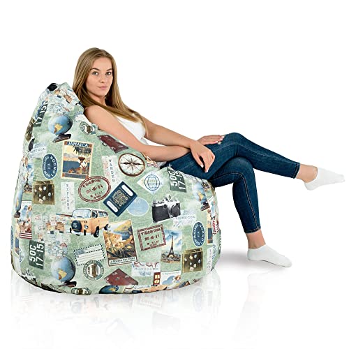 Italpouf Sitzsack XXL, Indoor, Große Sitzsack Sessel für Kinder und Erwachsene, Riesensitzsack, EPS Perlen Füllung, Abnehmbarer Bezug, Maschinenwaschbar, Zertifiziert, Travel von Italpouf