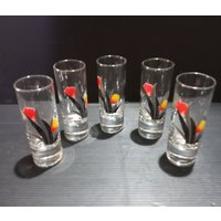 1960 Seltenes 5Er Set Handbemalte Schnapsgläser Likörgläser Grappa Gläser Vintage Italien Home Dekoration Glasservice Geschirr Geschenkidee von ItalyVintageDream