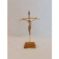 Kleine Kruzifix Basis Aus Olivenholz 1970Er Jahre Tisch Kirche Messing Dekor Religiöse Objekte Gebetsgeschenk Muttertag Christliche von ItalyVintageDream