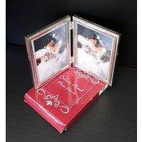 Neuer Doppelter Fotorahmen Versilbert Made in Italy Buch Form Memory Bibliothek Home Dekorationen Hochzeit Geschenk Weihnachten von ItalyVintageDream