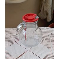 Seltene Glaskanne Thermoflasche Eiseimer Getränkekühlflasche Vintage Italien 1980Er Jahre Doppelfunktion Flasche Eistee Dekanter von ItalyVintageDream