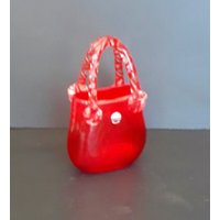 Seltene Murano Stil Glas, Handarbeit, Glastasche, Glasschmuck, Glasornamente, Feuerrot, Weihnachtsgeschenk, Geschenk Für Mama, Vintage Handtaschen von ItalyVintageDream