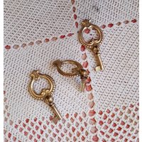 Seltener Vintage Italien Sammler Skelett Schlüssel, Verschnörkelt, Gemusterter Garderobe Messing Rüstung, Schubladenschlüssel Gelenk Schlüssel von ItalyVintageDream