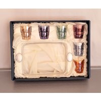 Vintage Italia Farbige Gläser Bar Set Geschenkbox Weihnachtsgeschenk Vase Mit Gläsern Alte Kunst Italien Geschirr Home Deko von ItalyVintageDream