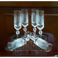 Vintage Italien 1980Er Gläser Set Geschnitzte Kristall Schnapsgläser Flout Champagner Glas Sets Tischdekoration Bar Restaurant Weihnachtsgeschenk von ItalyVintageDream