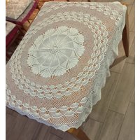 Vintage Italien Durchmesser 160cm Runde Tischdecke Weiß Creme Handarbeit Gehäkelte Weihnachtsgeschenk Mama Geschenk Wohnkultur von ItalyVintageDream