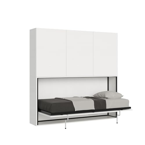 Letto a scomparsa singolo orizzontale kando con materasso composizione D Bianco Frassino von Itamoby