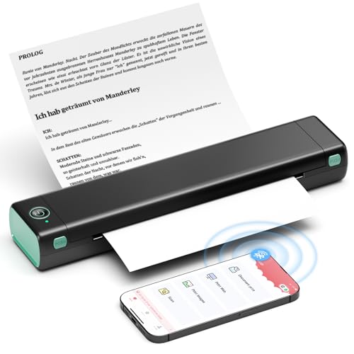 Itari Bluetooth Thermodrucker, Mobiler Drucker A4 Tragbarer Drucker Klein Kompakt - WLAN Portable Printer für Unterwegs und Tattoo, Handy Drucker A4 Unterstützt Thermopapier A4 von Itari