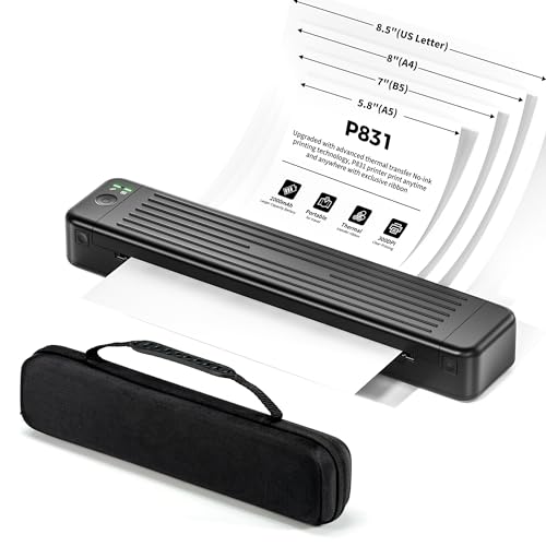 Itari Mobiler Drucker, Bluetooth Drucker Klein A4 - Upgraded 300DPI Handy Tragbarer Drucker Ohne Patronen für unterwegs und Reise, Unterstützt Mehreren Größen Normales Papier und Thermopapier von Itari