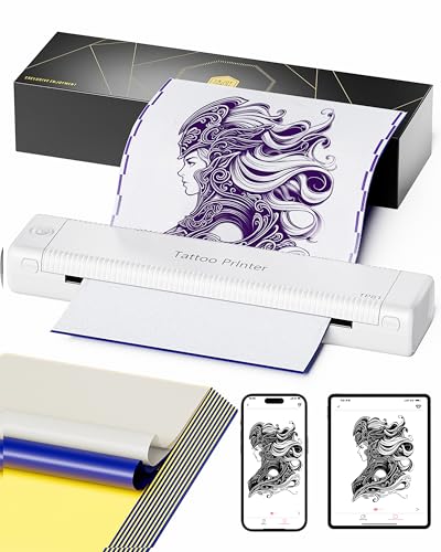 Itari Tattoo Drucker - TP81 Tattoo Stencil Drucker Maschine, Tattoo Printer mit 10 Tattoo Transferpapier, Professionelle Wahl für Tattoo Künstler oder Tattoo Praktiker,Weiß von Itari