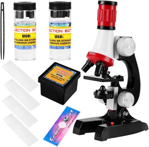 EchoAcc® Wissenschaft Mikroskop --- 100x 400x 1200x mit Einigen Experimentellen Werkzeuge (Sammelflasche, Rutsche, Standardfach, Pinzette), für Kinder und Studenten von Itian
