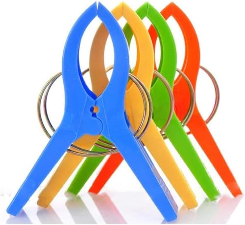 Itian 4pcs Große Wäscheklammern, Bunte Handtuchklemmen Windfest, Handtuch Clips Handtuchklammern für Strandtuch Badetuch Teppich Kleidung von Itian