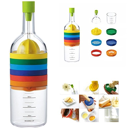 Itian 8 in 1 Mehrzweck-Funktion Küche Werkzeug Flasche - Trichter, Zitronepresse, Gewürzreibe, Eiermeißel, Käsereibe, Eier Separator, Messschale, Dosenöffner von Itian
