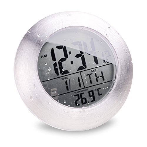 Itian Dusche Uhr Wasserdicht, Digitaluhr Timer Uhr LCD Display, Badezimmer Uhr Temperatur Wanduhr von Itian