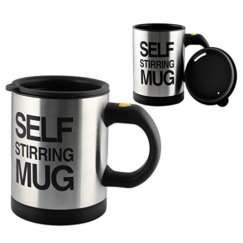 Itian Mischen Automatische Kaffeetasse, Edelstahl und Kunststoff Trinkbecher mit Deckel, fit für Kaffee/Milch/Tee usw von Itian