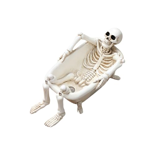 Itkcozcg Halloweens Harze Badewanne Skelett Skulptur Realistische Schädelbadewanne Statue Für Hausgarten Ornamente Halloweens Bad Skelett Skulptur von Itkcozcg