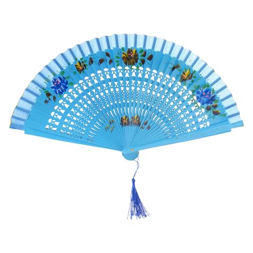Itkcozcg Spanische Doppelseitige Lackierte Holzklappfan Party Handheld Fan Klassische Wohndekoration Handwerk Geschenke Party Handbemalte Lüfter von Itkcozcg