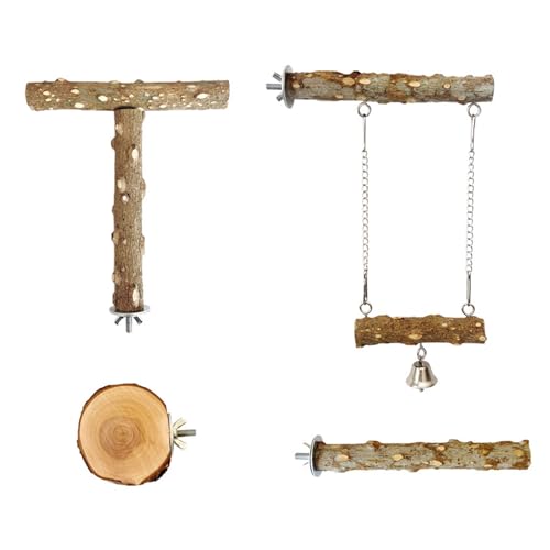 Itkcozcg Natürliches Holz Kauen Und Klettern Stöcke Für Sittiche Cockatiels 4pcs Vogelkäfigstangen Kautschleifen Set Stöcke Für Papageien von Itkcozcg