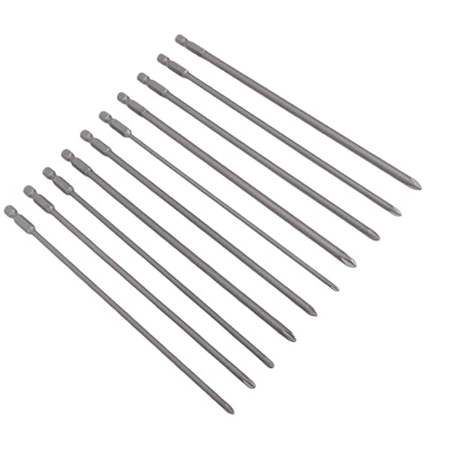 Itonash 10PCS 1/4in Hex Schaft Schrauben Dreher Bitt Set, S2 Legierter Stahl 200mm Länge mit PH1 PH2-Größen, für Reparatur Wartungs Elektronik Elektro Arbeiten von Itonash