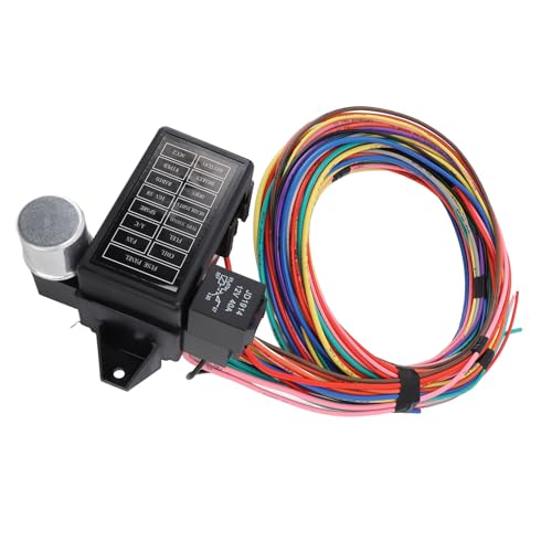 Itonash 14 Circuit -Kabelbaum -Kit, Elektrisches Kabelbaum mit Sicherungen für Stabile Verbindung, Geeignet für Oldtimer Hot Stange Rattenstangen Sandwagen von Itonash