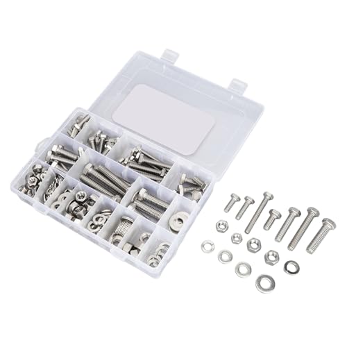 Itonash 304 Edelstahlschrauben und Muttern Sortiment Kit, 246pcs Sechskantschraubenschrauben Muttern Waschmaschine Kit mit Aufbewahrungsbox für Haushaltsgeräte Möbelgarage Outdoor von Itonash