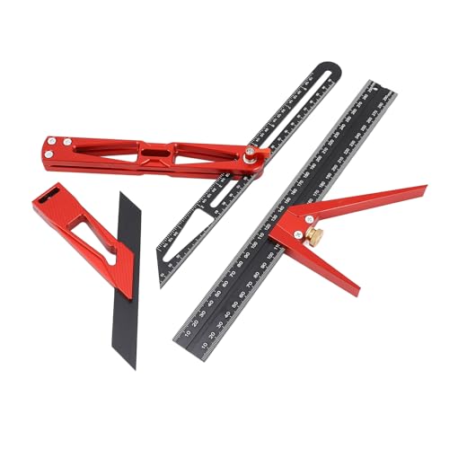 Itonash 3pcs Set Multifunktionaler Kombinationwinkel Lineal 45 ° 90 ° Aluminiumlegierung Multi -Winkel -Scribing -Lineal Zum Zeichnen von Itonash