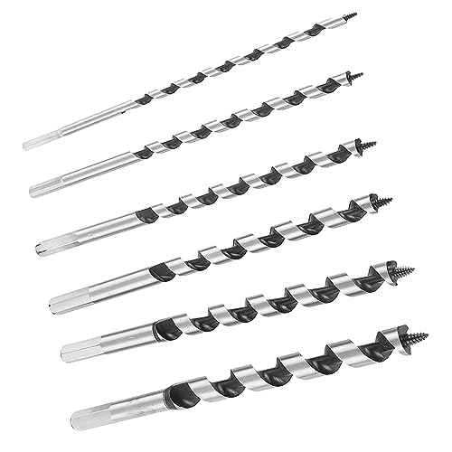 Itonash 6 -pcs -Auger -Bohrer -Bit -Set, Hex Shank Massive Eisenholzbohrer mit Fließender Chipentfernung für Holz- und Verarbeitungsanlage von Itonash