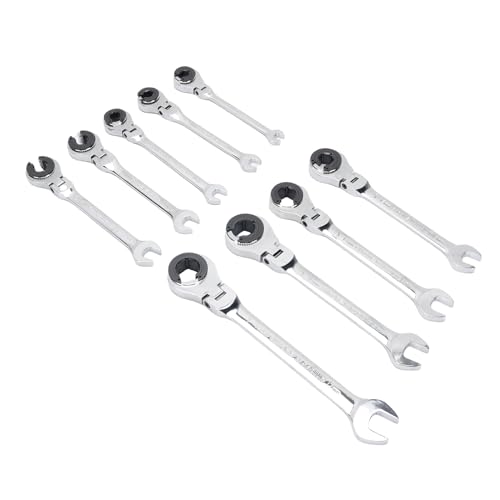 Itonash 9-pcs-Ratschenschlüssel-Set, Metrik 8-17mm CR V Stahl-Ratschen-Schritte mit 180 Grad Einstellbar und Offener Enddesign für Kraftstoffbremse-Klimaanlagen-Rohrleitungsmuttern von Itonash