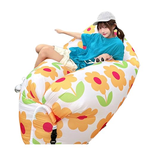 Itonash Aufblasbare Lounger, Tragbarer Faltbarer Luftstuhl mit Schnellem Aufblasendesign -Design und Haltbarer (Sonnenblume 170 x 80 cm / 66,9 x 31,5 Zoll) von Itonash