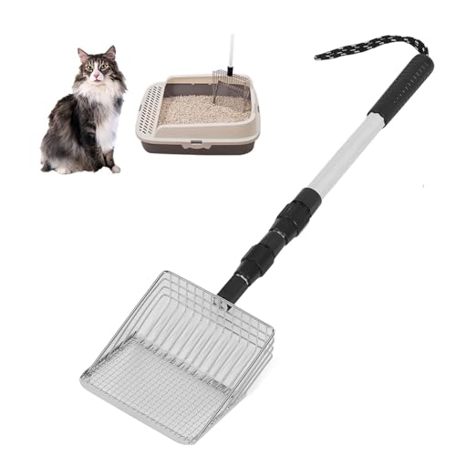 Itonash Ausleitbares Griff Huhn Poop Scooper, Edelstahl -Seitschaufel für die Reinigung von Wurfreinigung mit Nicht -Stick -Design, Verstellbar an Verschiedenen Größen von Itonash