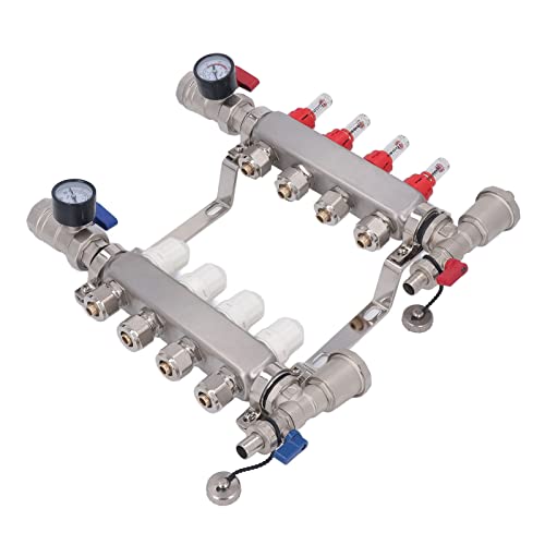Itonash Bodenheizungskrümmer 4 -Schleife, G1 304 Edelstahl -Wärmekrümmer mit Sichtbarem Einstellbarem Durchflussmeter für die Wasserverteilung des Unterbodenheizungssystems von Itonash